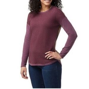 Smartwool Shadow Pine Colorblock Sweater Argyle Purple Heather Sz Large